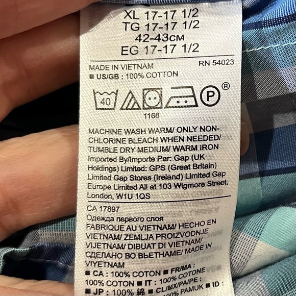 Banana Republic Men’s XL Grant Fit Blue Paid Long Sleeve Casual Button Up Shirt - Picture 8 of 9